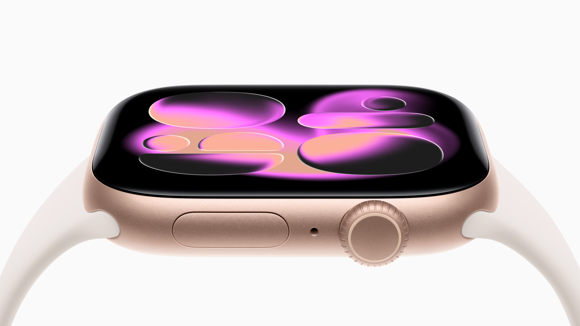 An image showing the three new Apple Watch models side-by-side: the sleek Series 11, the rugged Ultra 3, and the vibrant SE.