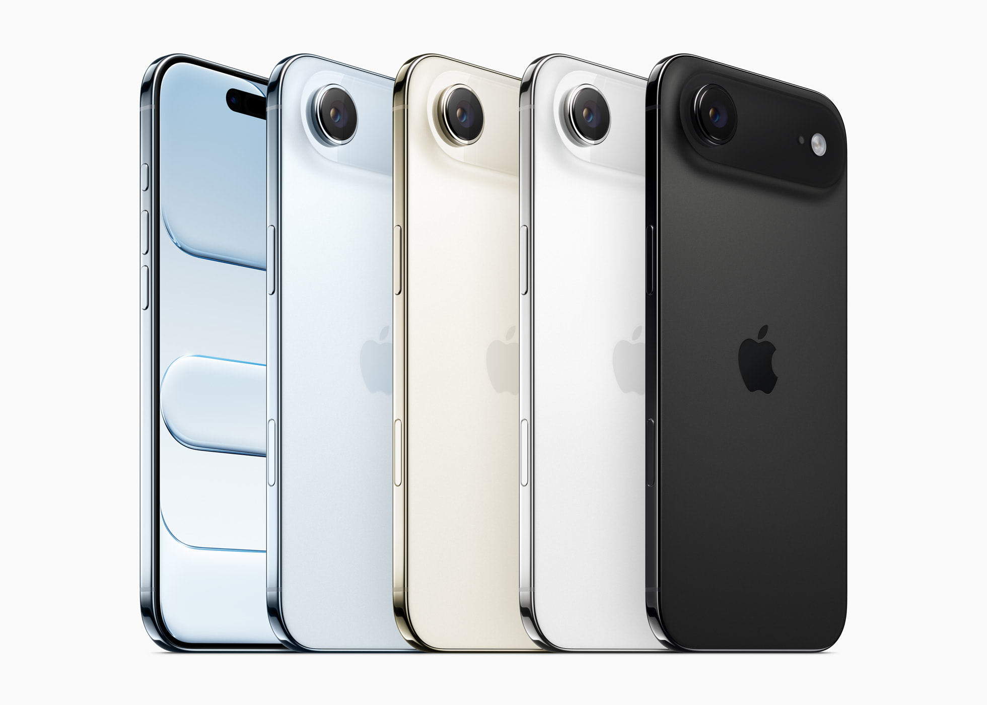 A product shot of the new iPhone Air, highlighting its incredibly thin profile and lightweight titanium design.